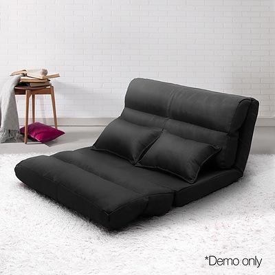 Double Size Adjustable Lounge Sofa - 5 positions Black - Free Shipping
