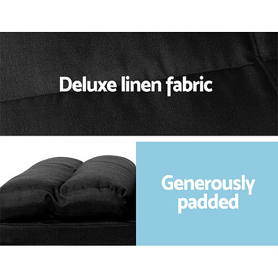 Floor Sofa Lounge 2 Seater Futon Chair Couch Folding Recliner Metal Black - Brand New - Free Shipping