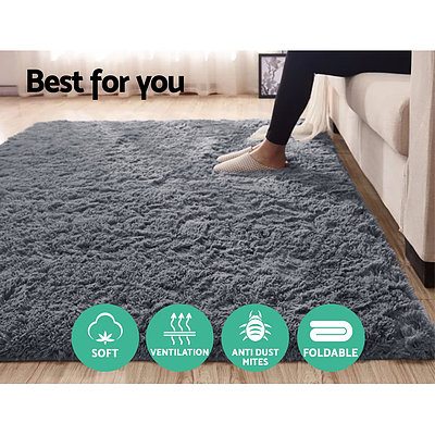 140x200cm Ultra Soft Shaggy Rug Large Floor Carpet Anti-slip Area Rugs Grey - Brand New - Free Shipping