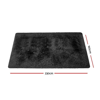 Ultra Soft Shaggy Rug 160x230cm Large Floor Carpet Anti-slip Area Rugs Black - Brand New - Free Shipping