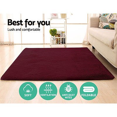 Shaggy Rug 160x230cm Burgundy - Brand New - Free Shipping