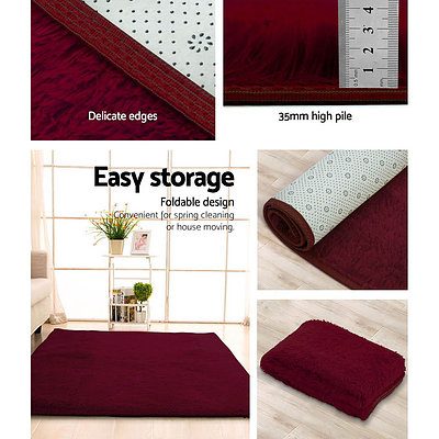 Shaggy Rug 160x230cm Burgundy - Brand New - Free Shipping