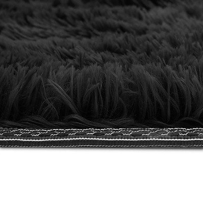 Artiss Ultra Soft Shaggy Rug Large 200x230cm Floor Carpet Anti-slip Area Rugs Black - Free Shipping