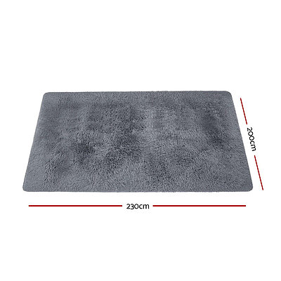 Ultra Soft Shaggy Rug Large 200x230cm Floor Carpet Anti-slip Area Rugs Grey