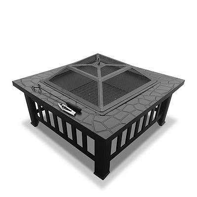 Outdoor Fire Pit BBQ Table Grill Fireplace - Stone Pattern - Free Shipping