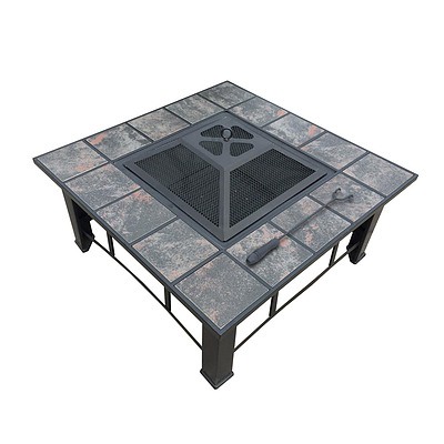 Outdoor Fire Pit BBQ Table Grill Fireplace Ice Bucket with Table Lid