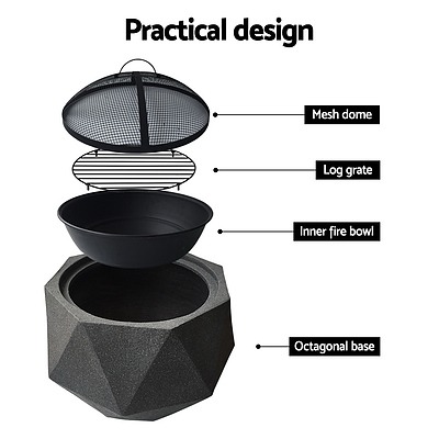 Grillz Outdoor Portable Fire Pit Bowl Wood Burning Patio Oven Heater Fireplace