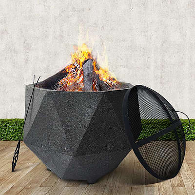 Grillz Outdoor Portable Fire Pit Bowl Wood Burning Patio Oven Heater Fireplace