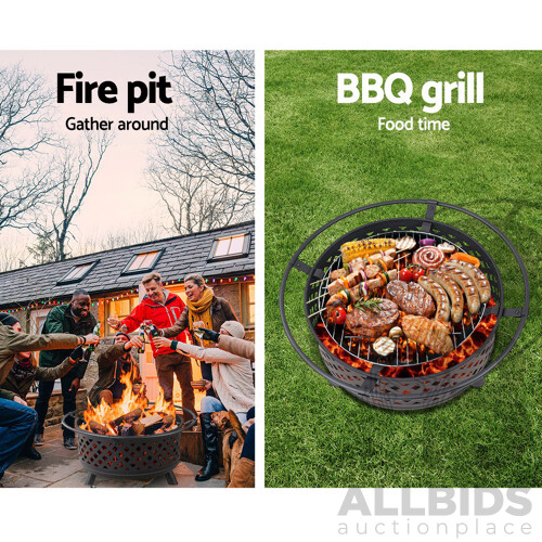 30 Inch Portable Outdoor Fire Pit and BBQ - Black - Free Shipping