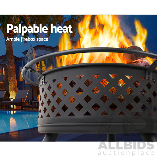 30 Inch Portable Outdoor Fire Pit and BBQ - Black - Free Shipping