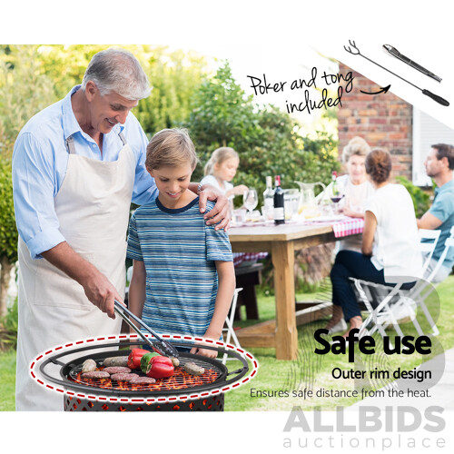 30 Inch Portable Outdoor Fire Pit and BBQ - Black - Free Shipping