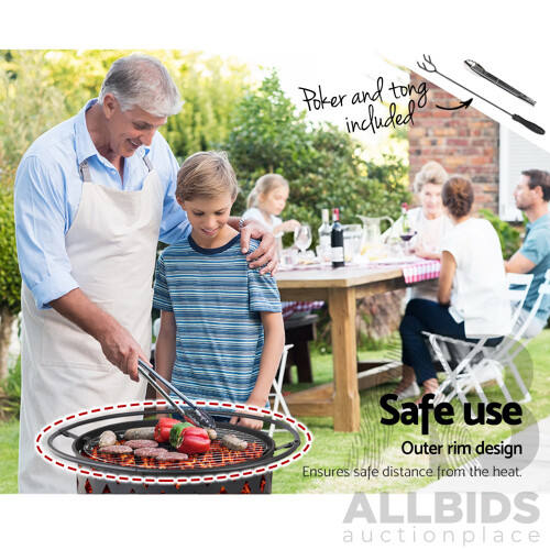 32 Inch Portable Outdoor Fire Pit and BBQ - Black - Free Shipping