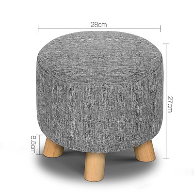 Artiss Fabric Round Ottoman - Grey