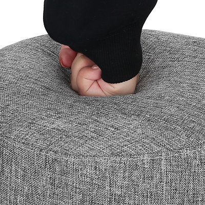 Artiss Fabric Round Ottoman - Grey