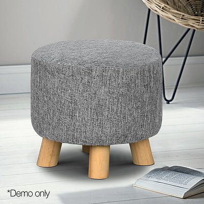 Artiss Fabric Round Ottoman - Grey