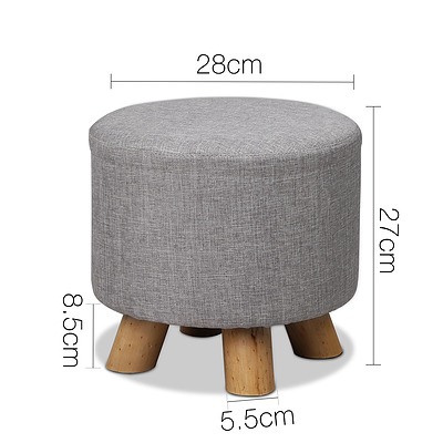 Linen Round Ottoman - Grey - Free Shipping