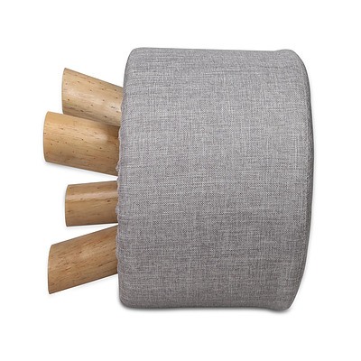 Linen Round Ottoman - Grey - Free Shipping