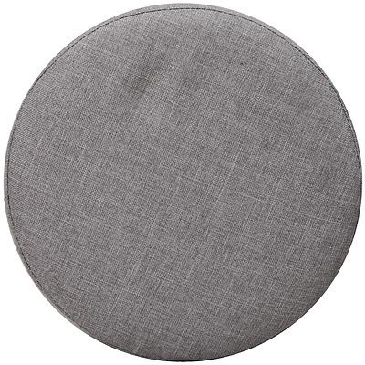 Linen Round Ottoman - Grey - Free Shipping