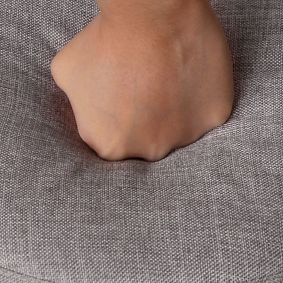 Linen Round Ottoman - Grey - Free Shipping