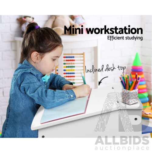 Kids Table Chairs Set Children Drawing Writing Desk Storage Toys Play - Brand New - Free Shipping