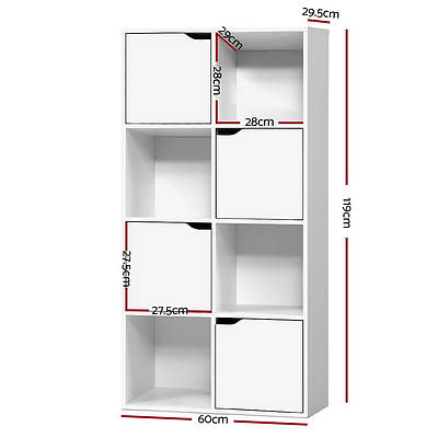 Display Shelf 8 Cube Storage 4 Door Cabinet Organiser Bookshelf Unit White - Brand New - Free Shipping