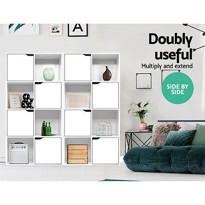 Display Shelf 8 Cube Storage 4 Door Cabinet Organiser Bookshelf Unit White - Brand New - Free Shipping