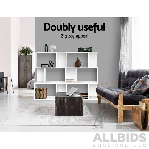 3 Tier Zig Zag Bookshelf - White - Brand New - Free Shipping