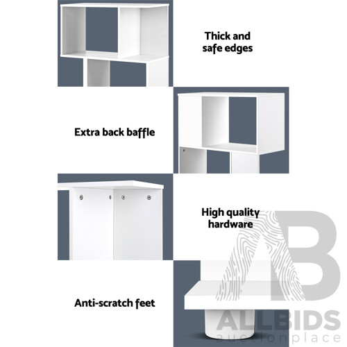 3 Tier Zig Zag Bookshelf - White - Brand New - Free Shipping