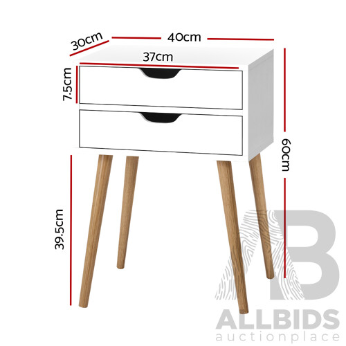 Bedside Tables Drawers Side Table Nightstand Wood Storage Cabinet White