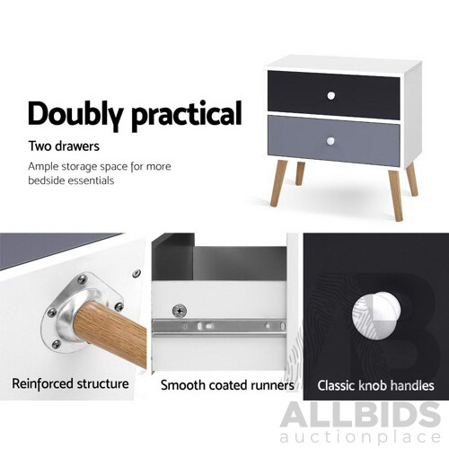 Bedside Tables Drawers Side Table Nightstand Lamp Side Storage Cabinet - Brand New - Free Shipping