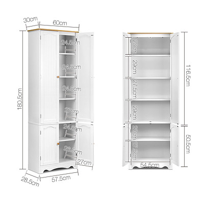 6 Tier Wooden Kitchen Pantry Cabinet - White