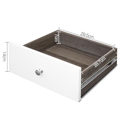 Bedside Table with Drawers - White & Dark Grey - Free Shipping