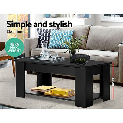 Lift Up Top Coffee Table Storage Shelf Black - Brand New - Free Shipping
