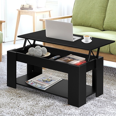 Lift Up Top Coffee Table Storage Shelf Black - Brand New - Free Shipping