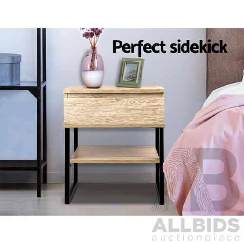 Chest Style Metal Bedside Table