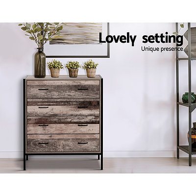 Chest of Drawers Tallboy Dresser Storage Cabinet Industrial Rustic - Brand New - Free Shipping