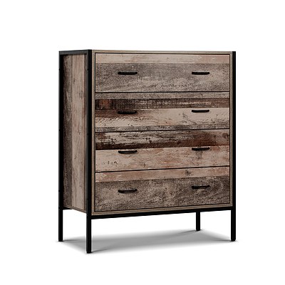 Chest of Drawers Tallboy Dresser Storage Cabinet Industrial Rustic - Brand New - Free Shipping