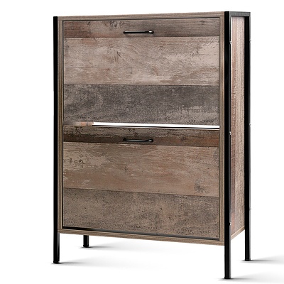 Artiss 12 Pair Wooden Vintage Shoe Rack Storage Cabinet - Wood