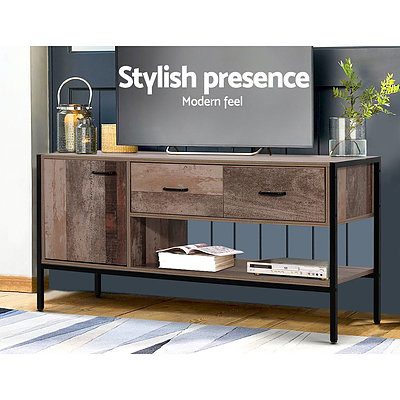 TV Stand Entertainment Unit Storage Cabinet Industrial Rustic Wooden 120cm - Brand New - Free Shipping