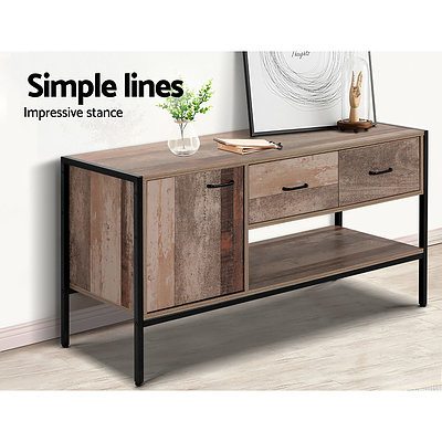 TV Stand Entertainment Unit Storage Cabinet Industrial Rustic Wooden 120cm - Brand New - Free Shipping