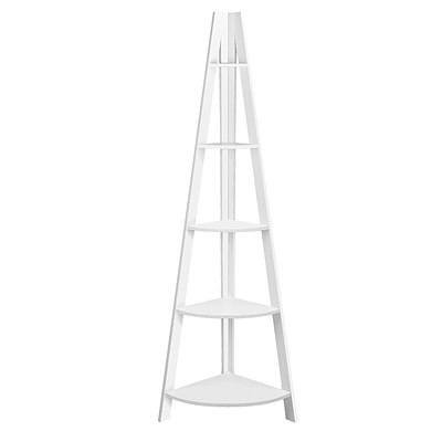 5 Tier Corner Ladder Bookshelf - White - Free Shipping