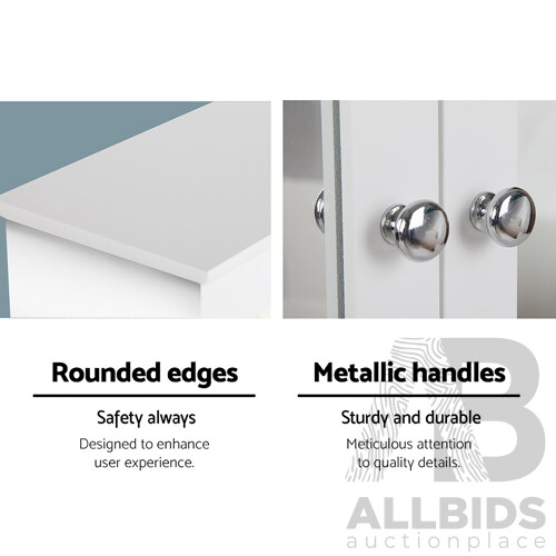 Bathroom Tallboy Storage Cabinet with Mirror - White - Free Shipping