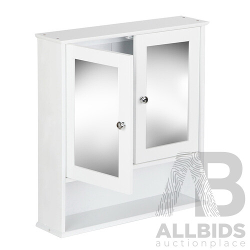 Bathroom Tallboy Storage Cabinet with Mirror - White - Free Shipping