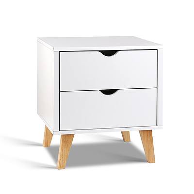 2 Drawer Wooden Bedside Tables - White