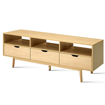 Wooden Scandinavian Entertainment Unit - Natural - Free Shipping