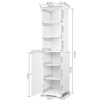 Bathroom Tallboy Storage Cabinet - White - Free Shipping