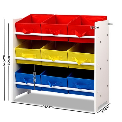 9 Bin Kids Wooden Storage Cabinet Bookshelf
