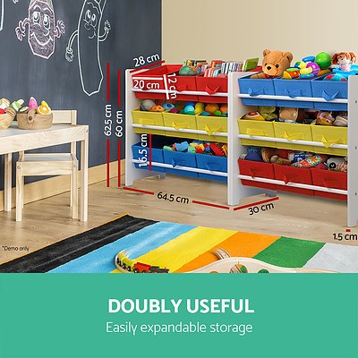 9 Bin Kids Wooden Storage Cabinet Bookshelf
