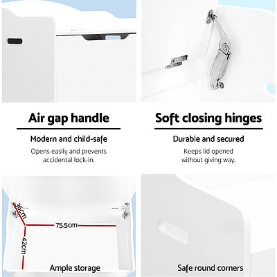 Kids Toy Box Storage Cabinet Chest Blanket Children Clothes Organiser White - Brand New - Free Shipping