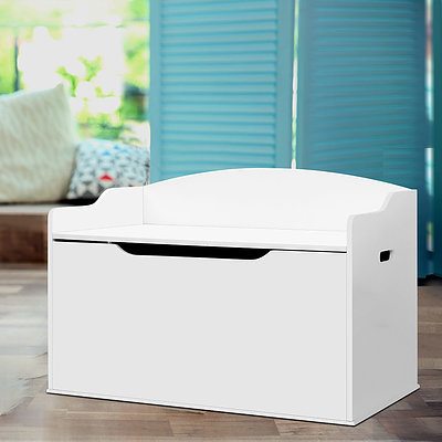 Kids Toy Box Storage Cabinet Chest Blanket Children Clothes Organiser White - Brand New - Free Shipping
